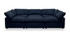 Sofa sectionnel modulaire de style cocon Eclipse 6 pièces en tissu d’apparence lin avec coussins réversibles en duvet et plumes - bleu marine