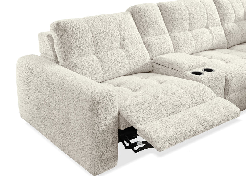 Sofa sectionnel modulaire à inclinaison électrique en forme de L Elevate de Scott Living 6 pièces avec console de rangement - beige