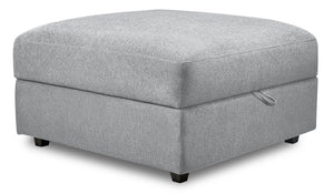 Pouf Evolve en tissu d'apparence lin - gris