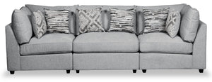 Sofa Evolve Scott Living de 118 po de couleur grise avec coussins de siège amovibles en duvet et plumes