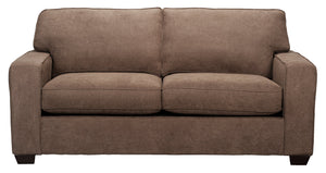 Sofa-lit simple Fiona de 58 po fabriqué au Canada en tissu de chenille brun moka