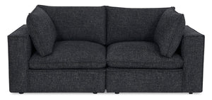 Causeuse modulaire Fusion de 83,46 po en tissu de chenille gris anthracite avec coussins de dossier amovibles en duvet et plumes 