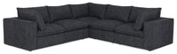  Sofa sectionnel modulaire Fusion 5 pièces en tissu de chenille gris anthracite avec coussins de dossier amovibles en duvet et plumes