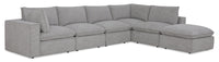  Sofa sectionnel modulaire Fusion 6 pièces en tissu de chenille gris argenté avec coussins de dossier amovibles en duvet et plumes