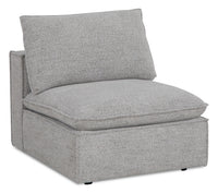  Fauteuil modulaire sans accoudoirs Fusion de 33,46 po en tissu de chenille gris argenté avec coussin amovible en duvet et plumes