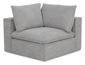 Fauteuil modulaire en coin Fusion de 41,73 po en tissu de chenille gris argenté avec coussin de dossier amovible en duvet et plumes