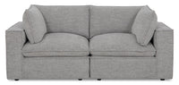  Causeuse modulaire Fusion de 83,46 po en tissu de chenille gris argenté avec coussins de dossier amovibles en duvet et plumes