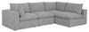 Sofa sectionnel modulaire Fusion 4 pièces en tissu de chenille gris argenté avec coussins de dossier amovibles en duvet et plumes