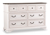  Commode Grace de 64 po (L) x 40 po (H) à 6 tiroirs pour la chambre à coucher - blanc antique