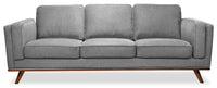  Sofa Kassia Kort & Co. de 90,6 po en tissu d'apparence lin gris avec base et pattes en bois