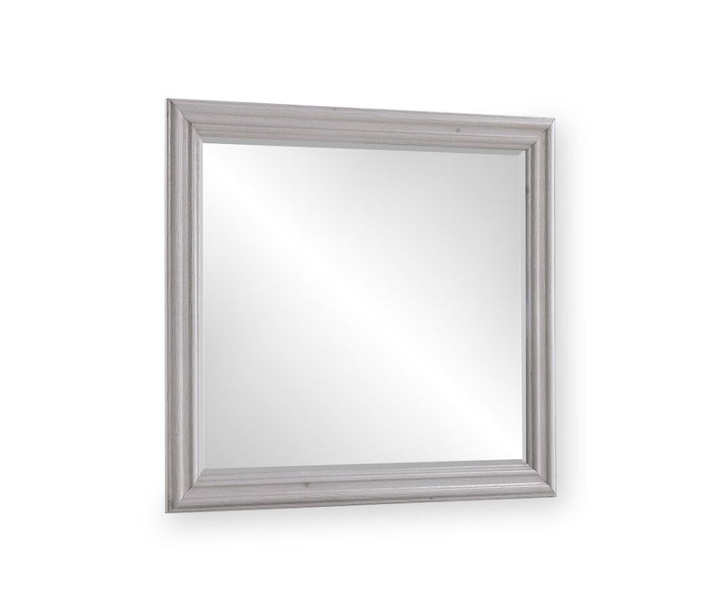 Ensemble de chambre à coucher Kylie 5 pièces sable avec lit de rangement, commode et miroir - format très grand lit