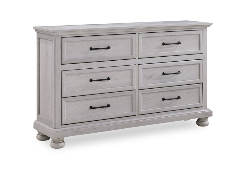 Ensemble de chambre à coucher Kylie 5 pièces sable avec lit de rangement, commode et miroir - format très grand lit