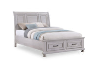  Kylie Platform Storage Bed with Headboard & Frame, Grey - Queen Size