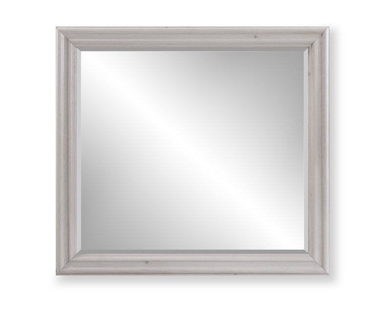 Ensemble de chambre à coucher Kylie 5 pièces sable avec lit de rangement, commode et miroir - format grand lit