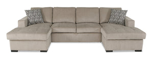 Sofa-lit sectionnel Legend 3 pièces en chenille avec deux fauteuils longs - platine