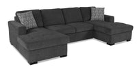  Sofa-lit sectionnel Legend 3 pièces en chenille avec deux fauteuils longs - poivre