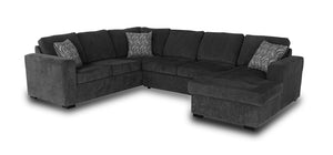 Sofa-lit sectionnel de droite Legend 3 pièces en chenille - poivre