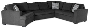 Sofa-lit sectionnel de gauche Legend 3 pièces en chenille avec fauteuil enveloppant - poivre