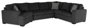 Sofa-lit sectionnel de gauche Legend 4 pièces en chenille avec fauteuil enveloppant - poivre