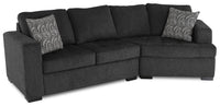  Sofa sectionnel de droite Legend 2 pièces en chenille avec fauteuil enveloppant - poivre