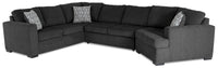  Sofa-lit sectionnel de droite Legend 3 pièces en chenille avec fauteuil enveloppant - poivre