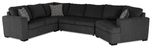 Sofa-lit sectionnel de droite Legend 4 pièces en chenille avec fauteuil enveloppant - poivre