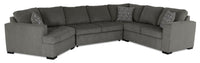  Sofa-lit sectionnel enveloppant de gauche Legend 4 pièces fabriqué au Canada en tissu de chenille avec fauteuil long - brun étain