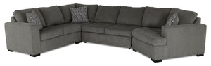 Sofa-lit sectionnel de droite Legend 4 pièces en chenille avec fauteuil enveloppant - étain