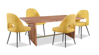  Ensemble de salle à manger Malta de Kort & Co. 5 pièces en acacia avec table de 79 po (L), 4 chaises Bay et fini doré - jaune