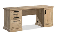 Bureau de style bahut Mason Peak de 71,10 po de qualité commerciale à 3 tiroirs avec armoire - chêne clair