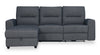 Sofa sectionnel de gauche à inclinaison électrique Meadow 2 pièces en tissu de chenille gris anthracite avec fauteuil long de rangement