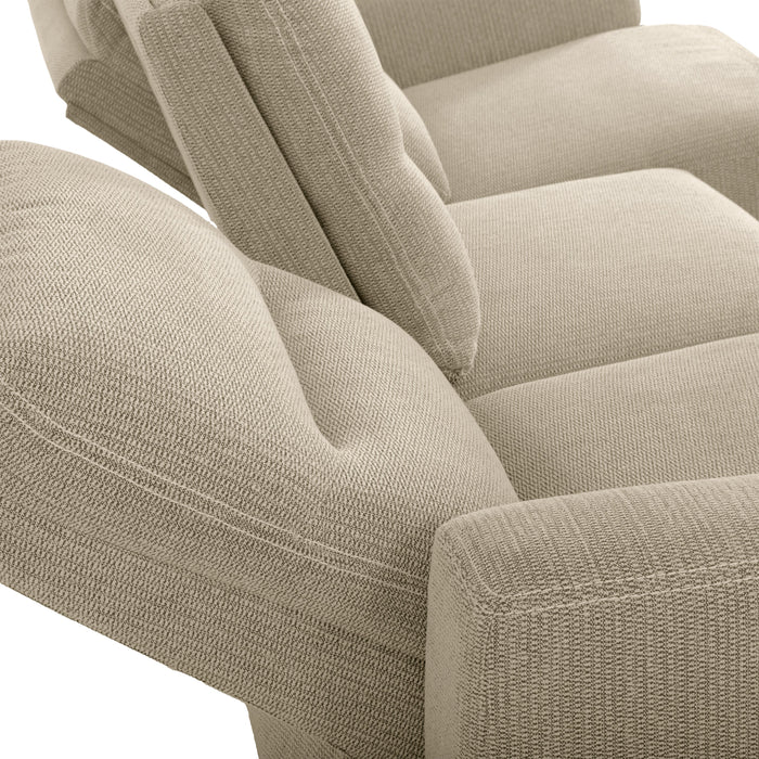 Sofa sectionnel de gauche à inclinaison électrique Meadow 2 pièces en tissu de chenille avec fauteuil long de rangement - taupe