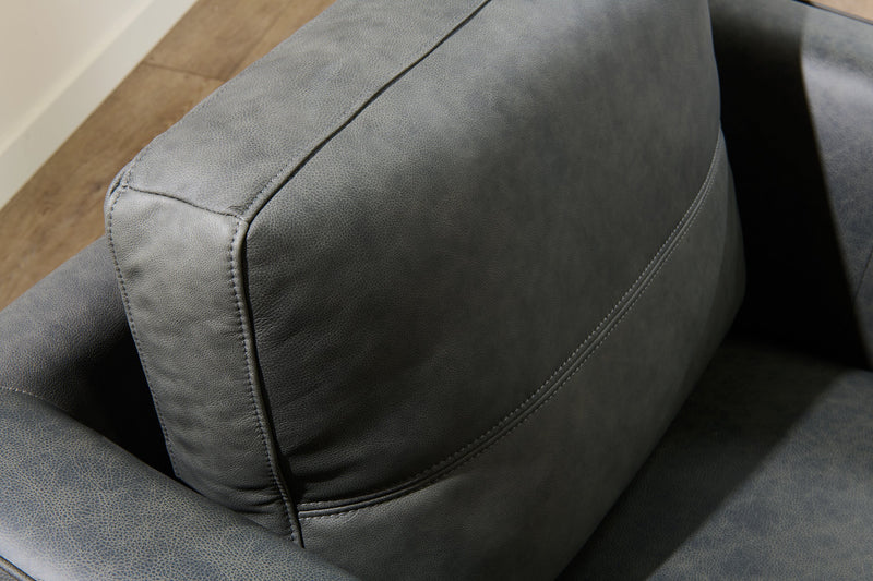Fauteuil Melrose de 36,5 po en cuir véritable de qualité supérieure avec pattes en métal - gris