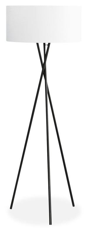 Lampe à pied de style trépied de 62 po en métal noir