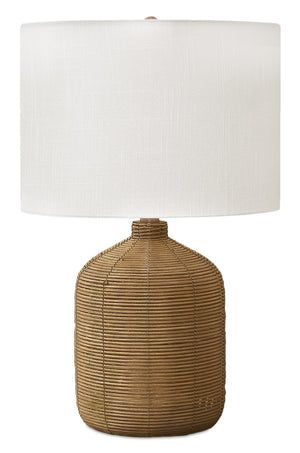 Lampe de table de 23 po en rotin brun