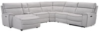  Sofa sectionnel de gauche à inclinaison électrique Newport 6 pièces en suédine - gris 