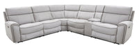  Sofa sectionnel à inclinaison électrique en forme de L Newport 6 pièces en suédine - gris 