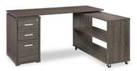 Bureau en coin pliable Oliver de 60 po avec rangement et ports USB - gris