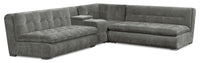  Sofa sectionnel modulaire Plaza de Scott Living 4 pièces en tissu gris avec console de rangement et 2 porte-gobelets