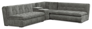 Sofa sectionnel modulaire Plaza de Scott Living 4 pièces en tissu gris avec console de rangement et 2 porte-gobelets