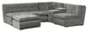 Sofa sectionnel modulaire Plaza de Scott Living 5 pièces en tissu gris avec console de rangement, 2 porte-gobelets et pouf