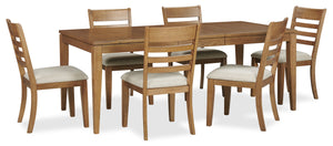 Ensemble de salle à manger Reno de Scott Living 7 pièces en bois avec table, rallonge de 60 po à 78 po (L) et 6 chaises - naturel