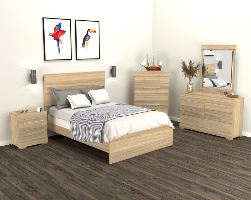 Commode verticale de chambre à coucher Riley de 31 po (L) x 46 po (H) à 5 tiroirs, fabriquée au Canada - naturelle