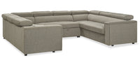  Sofa-lit sectionnel Savvy 3 pièces en tissu d’apparence lin avec deux sofas - gris