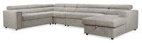  Sofa-lit sectionnel de droite Savvy 5 pièces en tissu d'apparence lin - gris