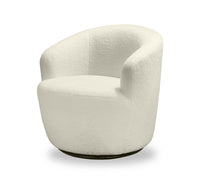  Fauteuil d’appoint pivotant courbé Ivie de 28,7 po en tissu de bouclé blanc