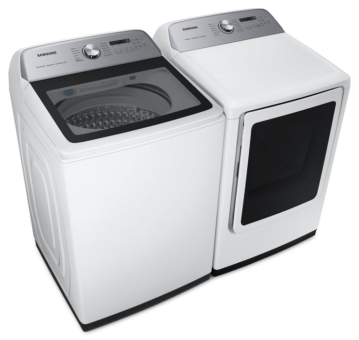 Laveuse à chargement par le haut de 6 pi3 et sécheuse électrique de 7,4 pi3 avec vapeur de Samsung - blanches