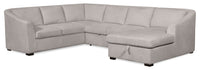  Sofa-lit sectionnel de droite Envy 3 pièces en tissu de chenille avec fauteuil long de rangement - gris brouillard