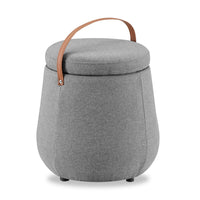 Pouf de rangement rond Vancouver de 18 po en tissu avec poignée - gris