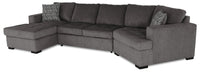  Sofa-lit sectionnel de droite Legend 3 pièces en chenille avec fauteuil enveloppant et fauteuil long - étain